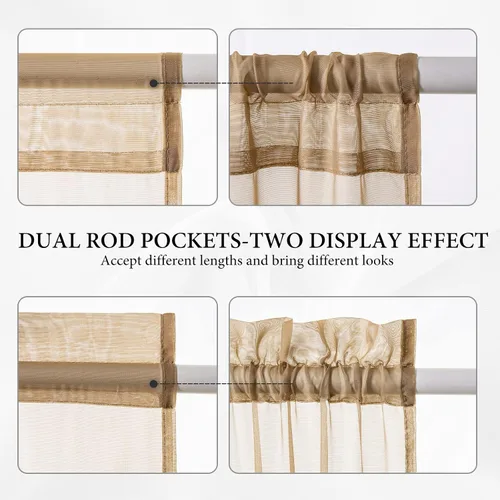 Vista 39 de MIULEE Cortinas Transparentes Laterales para Puerta Francesa con Filtrado de Luz, Tratamiento de Ventana, 2 Paneles de 25 x 40 Pulgadas con Beige