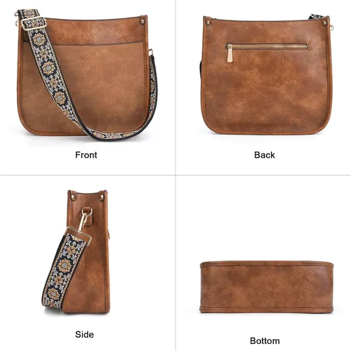 Vista 2 de HKCLUF Bolso cruzado para mujer, 2 piezas, de cuero, con 2 correas ajustables de leopardo, bolsa cruzada