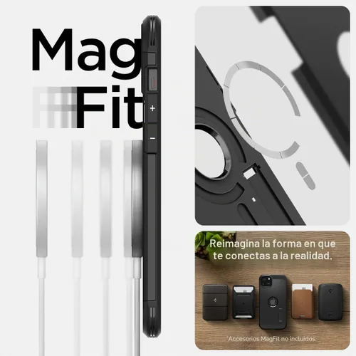Vista 8 de Spigen Tough Armor MagFit Funda Diseñada para iPhone 15 (2023) [Soporte] [Protección de Grado Militar] Compatible con MagSafe - Negro