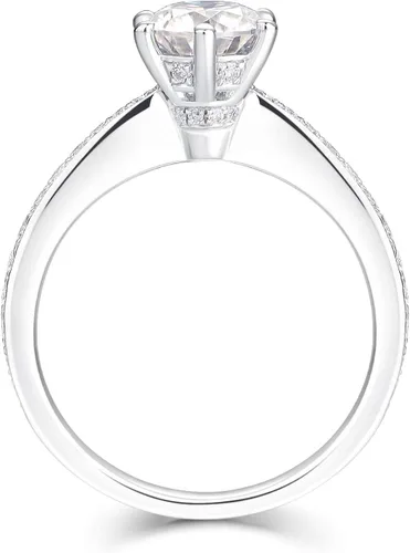 Vista 3 de HAFEEZ CENTER - Anillos de compromiso de moissanita redondos de corte brillante Color DEF para mujer