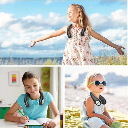 Vista 7 de Ventilador de cuello para niños, ventiladores portátiles sin aspas para niños de 4-14 años, niñas y niños, mini ventilador de refrigeración personal