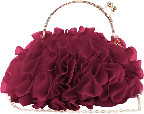Vista 2 de Lanpet Bolsos de mano florales para mujer, bolso de noche de flores de satén, bolsos de fiesta de graduación