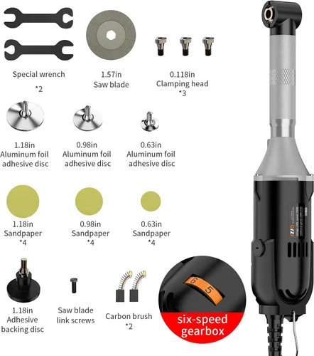 Vista 2 de IZIO Kit de Amoladora Eléctrica Multiusos con Troquel – Pulidora y Lijadora de 6 Velocidades Variables, Amoladora Angular Rotatoria Compacta de 1