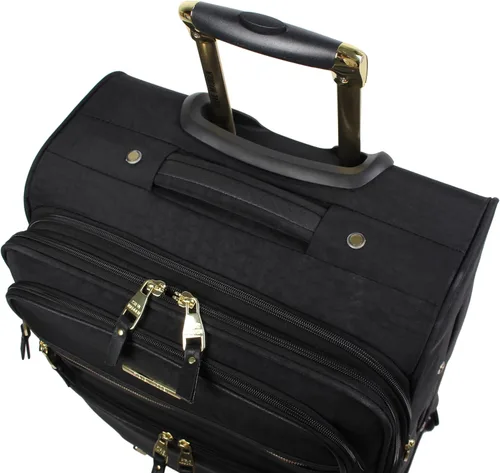 Vista 6 de Steve Madden Designer Luggage Collection - Maleta ligera expandible de 240in bolsa a cuadros con ruedas giratorias de tamaño mediano negro 240in