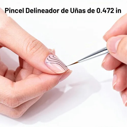 Vista 3 de French Tip Brush - Delineador de uñas para acrílico y precisión Cepillo de revestimiento de 0.472 in