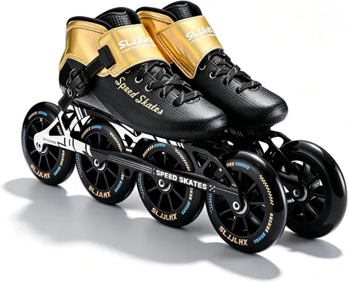 Vista 9 de Patines de velocidad en línea para adultos para hombres y mujeres, patines profesionales de fitness y carreras para adultos, patinaje de alto Negro