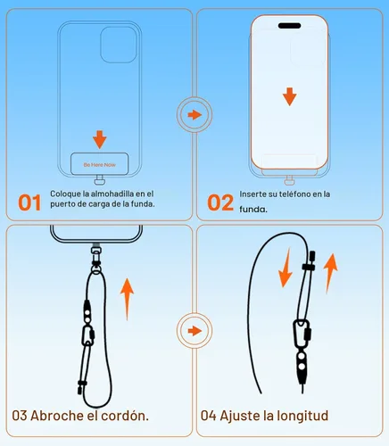Vista 8 de TORRAS Cordón para teléfono con trabillas para colgar, correa ajustable antirrobo cruzada para teléfono para iPhone 17 Pro Max, amigable