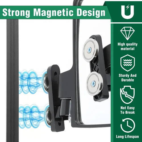 Vista 4 de HECASA Espejo universal para tractor compatible con John Deere, Kubota, Kioti, Mahindra Strong Magnetic Mirrors Accesorios para tractor