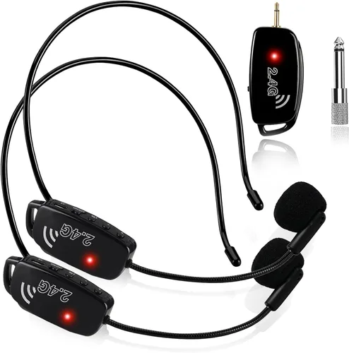 Vista 9 de Auriculares de Micrófono Inalámbrico MIC: 2.4G Micrófono de Cabeza Inalámbrico y Micrófono de Mano 2 en 1 - Rango de 160 Pies con Enchufe de 1/8
