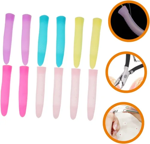 Vista 3 de DOITOOL Fundas antideslizantes de silicona para tijeras de cutícula, mangas para recortar uñas, 6 pares de fundas protectoras de agarre cómodo