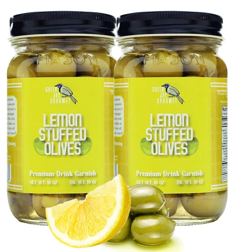 Vista 24 de Green Jay Gourmet Aceitunas Rellenas de Almendra – Aceitunas Verdes Rellenas de Almendra para Decoración de Cócteles y Tabla de Quesos – Aceitunas