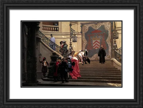 Vista 4 de ArtDirect Gerome, Jean-Leon 24x18 Black Modern Framed Art Print Titulado: Eminence Grise 1873