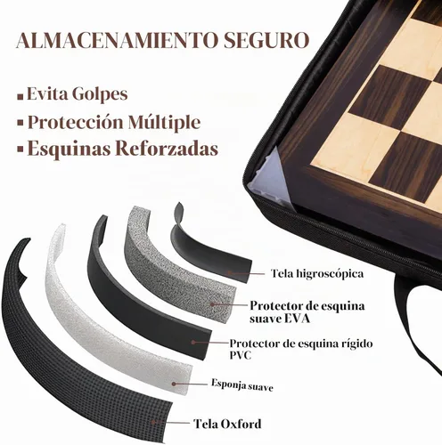 Vista 5 de BIVOMON Tablero de ajedrez de madera de 21.25'', tablero de ajedrez de torneo profesional con cuadrados de 2.2'', juegos de tablero de ajedrez