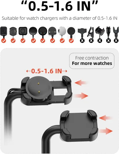 Vista 2 de Base de carga inalámbrica universal 2 en 1 con soporte ajustable para reloj inteligente, compatible con Samsung Galaxy, Google Pixel, Huawei