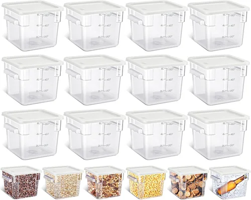 Vista 10 de Yungyan 12 Recipientes de Almacenamiento de Alimentos Comerciales de 4 Qt con Tapas Restaurante Recipientes Cuadrados Herméticos para Almacenamiento
