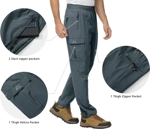 Vista 5 de TBMPOY Men's Hiking Pants Quick Dry Lightweight Stretch Wind Outdoor Causal Cargo Work Pants with 5 Pockets