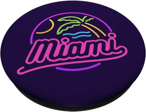 Vista 2 de Miami, Miami Beach Florida USA Graphic Gift PopSockets Grip and Stand para teléfonos y tabletas, Negro