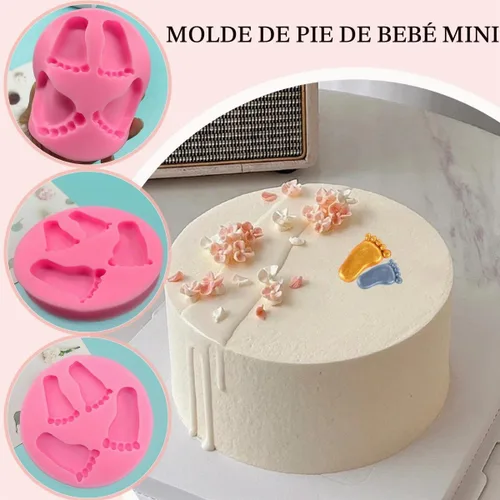 Vista 3 de Molde de silicona 3D para pies de bebé, 4 piezas, molde de chocolate para pies de bebé, decoración de pastel de ducha, molde para hornear bricolaje