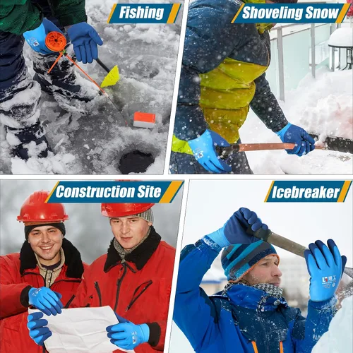 Vista 7 de Guantes de trabajo de invierno impermeables para hombre Guantes térmicos aislados Guantes cálidos de congelador para trabajo en clima frío