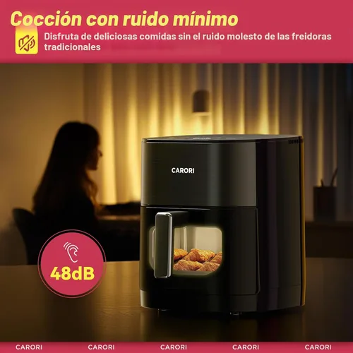 Vista 8 de CARORI Freidora de aire de doble calor de 6 cuartos con ventana de visión, 14 ajustes preestablecidos para freír, asar, hornear y más, 392 ℉ Max Gris