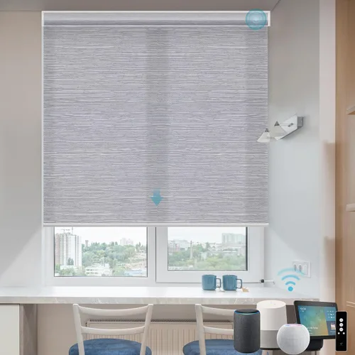 Vista 23 de SmartWings Persianas motorizadas con 5% de apertura, funcionan con Homekit Z-Wave Alexa SmartThings Google, persianas inteligentes con filtro de luz