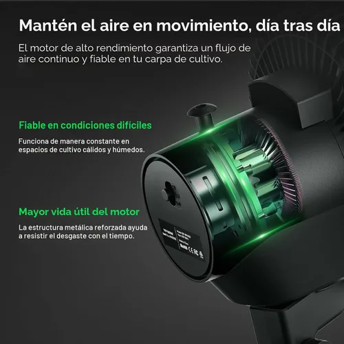 Vista 5 de VIVOSUN Ventilador AeroWave A6 con clip para tienda de cultivo, ventilador