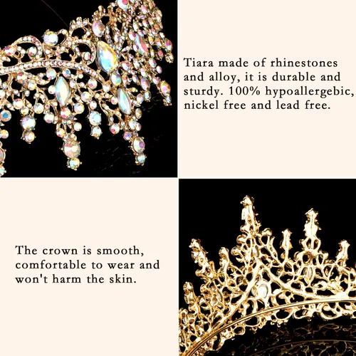 Vista 7 de COCIDE Tiaras para mujeres y niñas, Cristal Diamante falso, Cristal