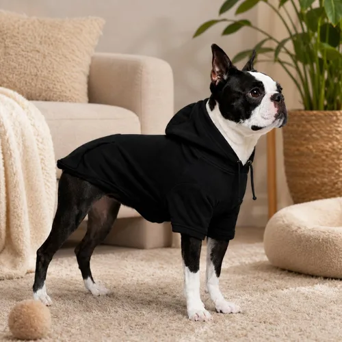 Vista 6 de Lovelonglong Sudadera básica con capucha para perros, 100% algodón, se adapta a perros pequeños, medianos y grandes, color negro, XS