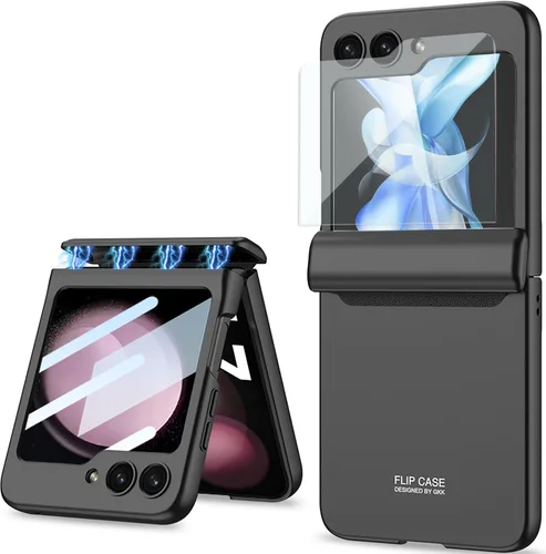 Vista 20 de Protección magnética de bisagra y funda protectora de cámara de lente integrada para Samsung Galaxy Z Flip 4 (negro)