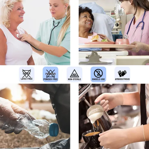 Vista 4 de Safe Health Vinyl Exam Disposable Gloves, Free of Latex & Powder, Clear, 3.5 Mil, Medical Grade