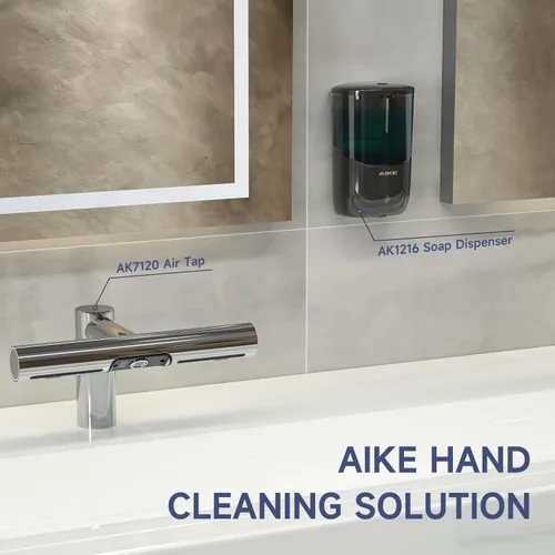 Vista 6 de AIKE Dispensador de jabón automático líquido para montaje en pared, modelo con pilas AK1216, negro