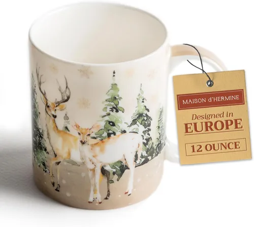 Vista 158 de Maison d' Hermine Taza de café con asas, tazas de porcelana fina de hueso, paquete de una taza de té para bebidas calientes, capuchino, latte