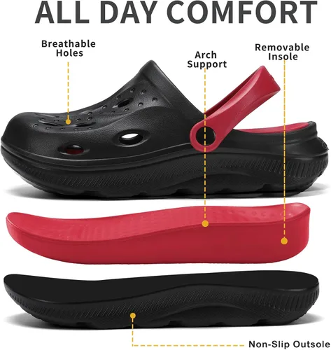 Vista 4 de Zuecos con soporte de arco para mujer y hombre, zapatos de jardín con acolchado, sandalias con fascitis plantar, antideslizantes, pantuflas de playa