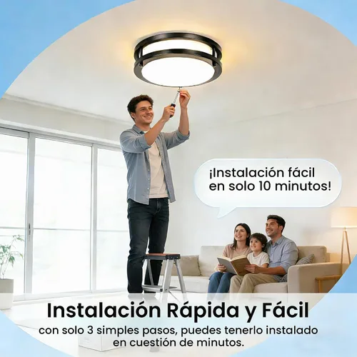 Vista 2 de Drosbey Lámpara de techo LED regulable de 30 W, lámpara de cocina, luces de techo para dormitorio, baño, 3000 K/4000 K/5000 K seleccionable, súper