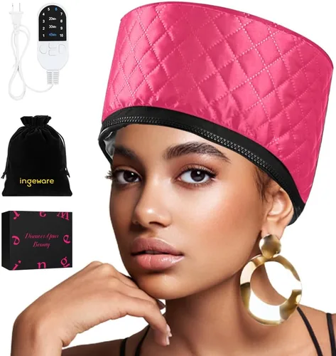 Vista 10 de Gorra Térmica para Acondicionamiento Profundo, Ingeware - Gorra Térmica para Cabello para Secador de Pelo Portátil Eléctrico para Cabello Natural