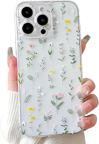 Vista 20 de Lovmooful Funda para iPhone 16 Pro, diseño floral transparente, flor negra