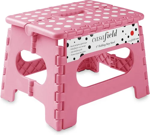 Vista 13 de Casafield Taburete plegable de 9 pulgadas con asa, negro, portátil, plegable, pequeño taburete de plástico para niños y adultos, uso en la cocina