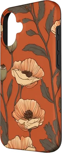 Vista 2 de iPhone 16 Floral Pattern Poppies Terracotta Poppy Flower Case