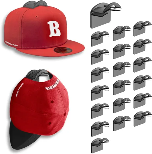 Vista 7 de Percheros para sombreros de pared, fuertes soportes adhesivos para sombreros, organizador para gorras sin perforación, paquete de 20 ganchos