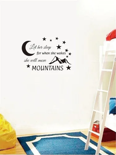 Vista 5 de Calcomanía de pared "Let Him Sleep, Move Mountains" de 24 x 16 pulgadas, cita inspiradora para la habitación de los niños, decoración de guardería