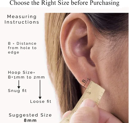 Vista 3 de Aretes de aro Huggie para mujeres y hombres, acero inoxidable quirúrgico 316L, 0.236 in, 0.315 in, 0.394 in, para hombre, aretes de aro
