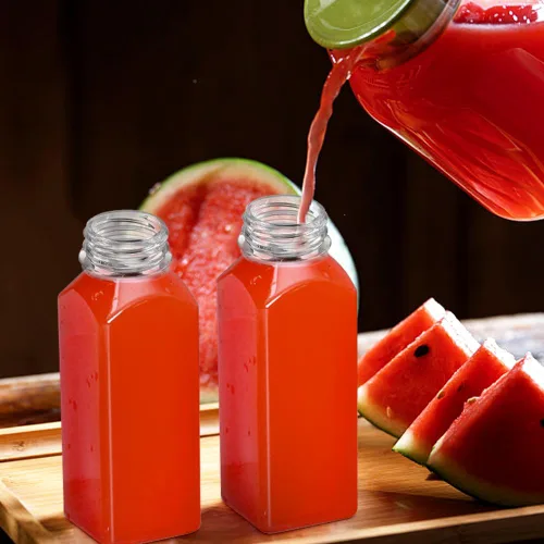 Vista 4 de Leaflai Botellas de jugo – Botellas de 8 onzas con tapas, 12 recipientes de plástico para jugo con tapas, recipientes de bebidas reutilizables
