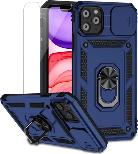 Vista 15 de Funda para iPhone 11 Pro Max con cubierta para lente de cámara, protector de pantalla HD, protección contra caídas de grado militar, soporte