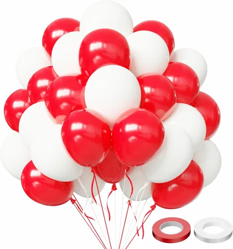 Vista 15 de Globos rojos y negros, 57 globos rojos de 12 pulgadas, globos negros para bodas, Año Nuevo, graduación, decoración de fiesta de cumpleaños