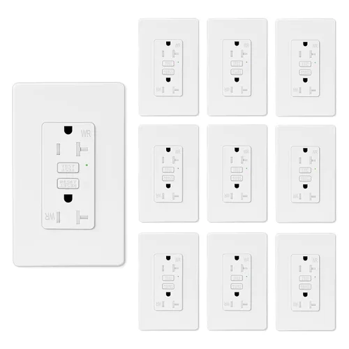 Vista 2 de 15 Amp GFCI Outlet with USB C Ports & USB-A, 1PCS 24W Self-Testing GFCI USB Combo with LED Indicator, Tamper Resistant for Kitchen & Bathroom