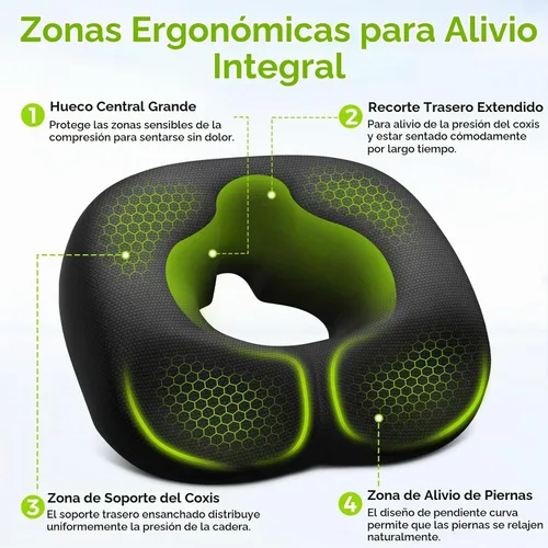 Vista 3 de AUVON Almohada de asiento con forma de dónut de cuidado sensible para hemorroides y post-cirugía, alivio de ciática, cojines de silla