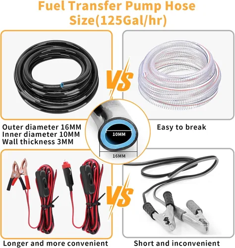 Vista 6 de Kit de bomba de transferencia de combustible de gasolina de 12 V, transfiere hasta 125 galones de gasolina, diésel o agua por hora, ideal