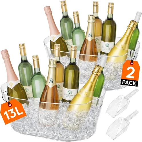 Vista 13 de Lifewit Cubo de Hielo Grande de 6.5L para Fiestas, Cubo de Bebidas Portátil para Bar de Cócteles, Enfriador de Plástico para Champán