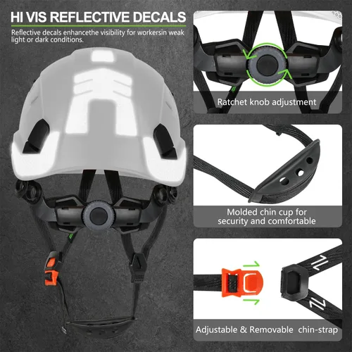 Vista 4 de GREEN DEVIL Casco de seguridad para construcción Casco duro ANSI Z89.1 Cascos De Construcción con ventilación ABS Casco de trabajo para hombres
