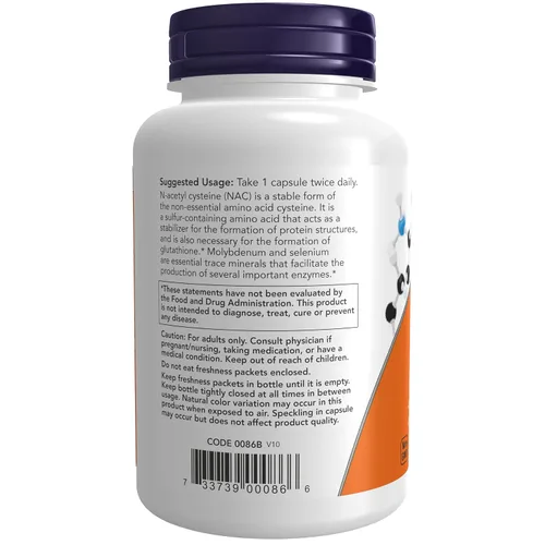 Vista 3 de NOW Foods Nac-acetil cisteína 600mg, 500Vcaps (250X2)